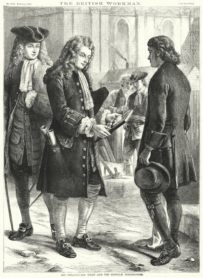 Sir Christopher Wren et le Bûcheron de Suffolk - English School