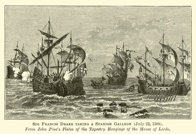 Sir Francis Drake prenant un galion espagnol, 22 juillet 1588 - English School