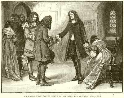 Sir Harry Vane prenant congé de sa femme et de ses amis - English School