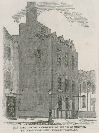 Maison de Sir Isaac Newton, St Martins Street, Leicester Square, Londres - English School