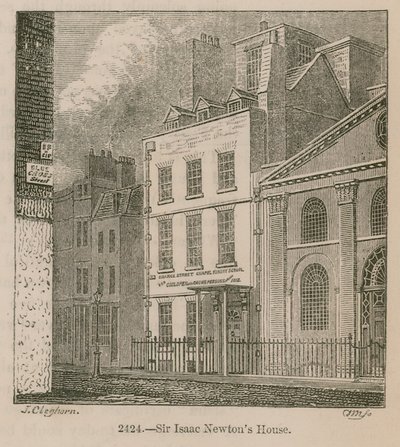 Maison de Sir Isaac Newton, St Martins Street, Leicester Square, Londres - English School