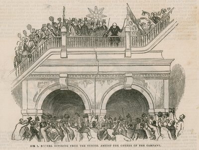 Sir Isambard Brunel se retirant du tunnel sous les acclamations de la compagnie - English School