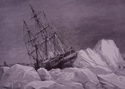 Sir John Franklin, expédition de 1845 pour trouver le passage du Nord-Ouest, le navire Terror bloqué dans la glace - English School