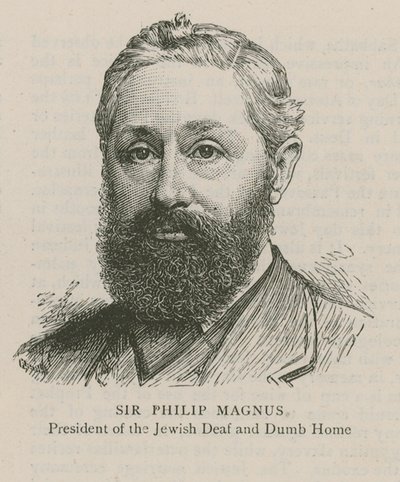 Sir Philip Magnus, président de la maison des sourds-muets juifs - English School