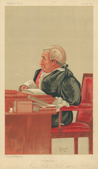 Sir Roland Vaughan Williams, Le Mandarin, 13 décembre 1890, caricature de Vanity Fair - English School