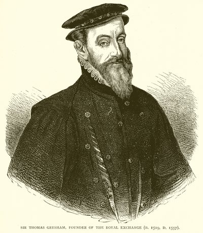 Sir Thomas Gresham, fondateur de la Bourse royale (né en 1519, mort en 1557) - English School