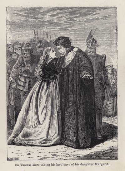 Sir Thomas More faisant ses adieux à sa fille Margaret Roper (gravure) - English School