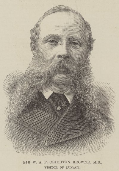 Sir W A F Crichton Browne, MD, visiteur de la folie (gravure) - English School