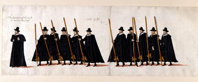 Sir Walter Raleigh, capitaine de la garde, et la garde. Partie du cortège funèbre de la reine Elizabeth I à l