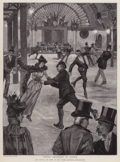 Patinage à la patinoire de Crystal au Royal Aquarium, Westminster, Londres - English School