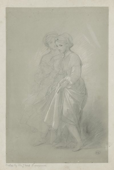 Croquis de deux filles par Sir Thomas Lawrence - English School