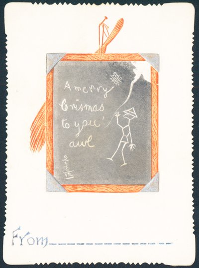 Croquis sur tableau noir, Carte de Noël - English School
