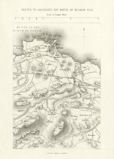 Croquis pour illustrer la bataille de Dunbar, 1650 - English School