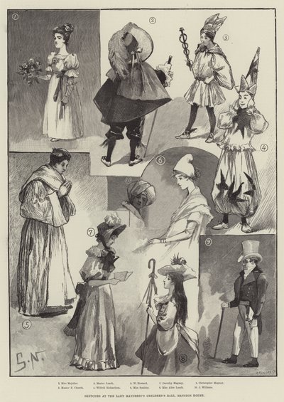 Croquis au bal des enfants de la Lady Mayoress, Mansion House (gravure) - English School