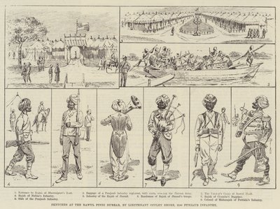 Croquis au Durbar de Rawul Pindi (gravure) - English School
