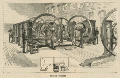Croquis à la Monnaie Royale, Tower Hill; presses à frapper - English School