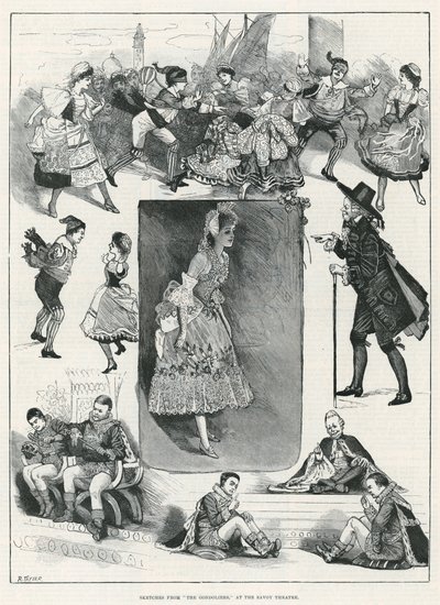 Croquis de The Gondoliers au Savoy Theatre - English School