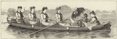 Croquis depuis un bateau à vapeur à la régate de Henley - English School