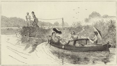 Croquis depuis un bateau à vapeur à la régate de Henley - English School