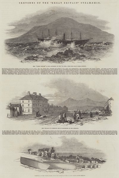 Esquisses du navire à vapeur "Great Britain" (gravure) - English School