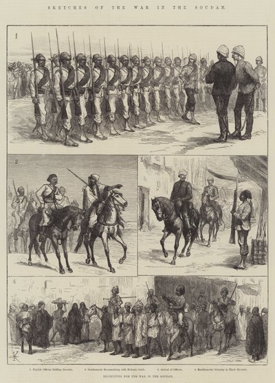Croquis de la guerre au Soudan (gravure) - English School