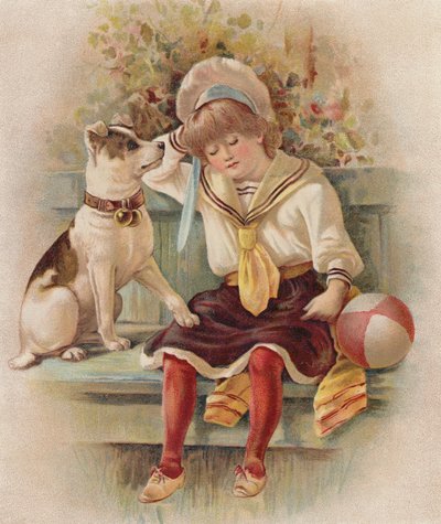 Fille endormie et son chien - English School