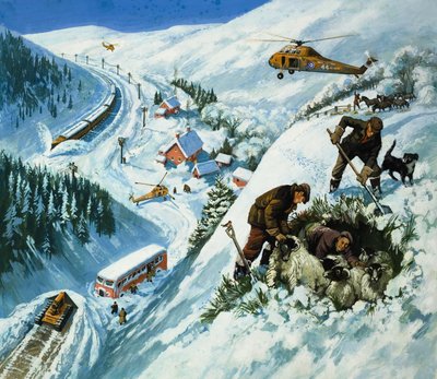 Sauvetage de la neige (gouache sur papier) - English School