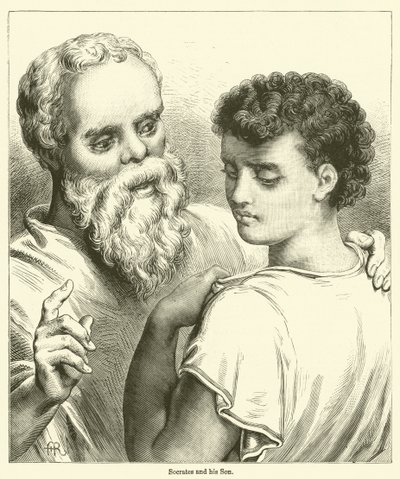 Socrate et son fils (gravure) - English School