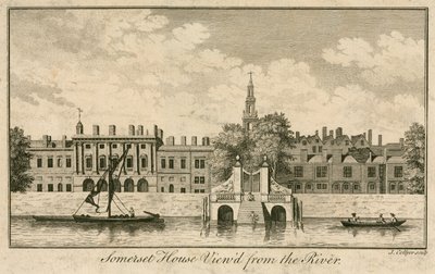 Somerset House, The Strand, Londres, vue de la Tamise - English School