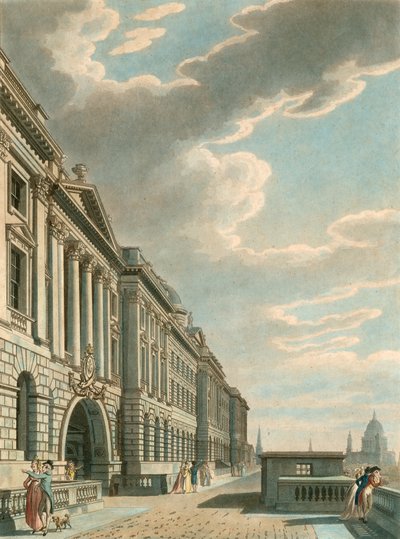 Terrasse de Somerset le long de la Tamise, Somerset House, The Strand, Londres - English School
