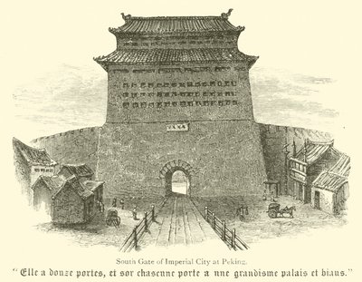 Porte sud de la cité impériale de Pékin (gravure) - English School