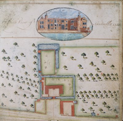 Vue sud de Kentwell Hall, de l