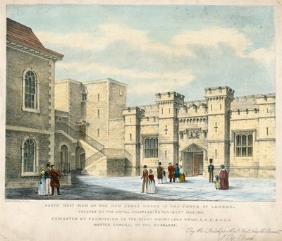 Vue sud-ouest de la nouvelle maison des bijoux dans la tour de Londres, érigée en 1840-41 - English School