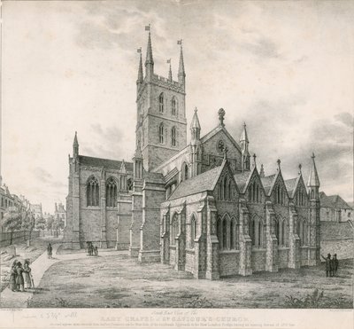 Vue sud-est de la chapelle de la Dame, église St Saviours, Southwark - English School