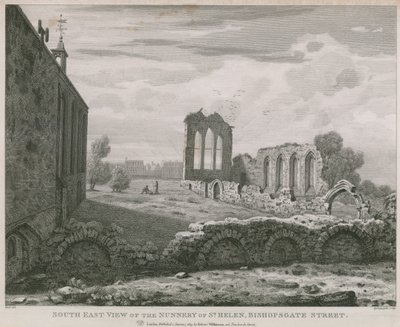 Vue sud-est du Couvent de Sainte-Hélène, Bishopsgate Street, Londres - English School