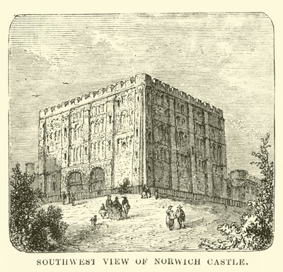 Vue sud-ouest du château de Norwich - English School