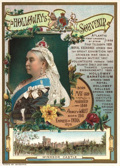 Souvenir du Jubilé de Diamant de la Reine Victoria en 1897 montrant les événements clés de son règne - English School