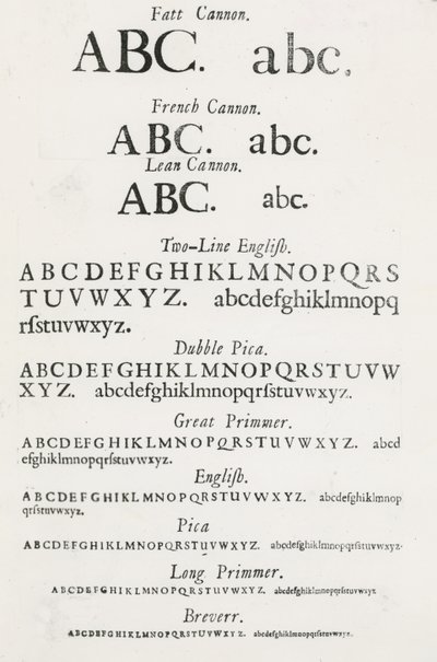 Spécimen de caractères typographiques - English School