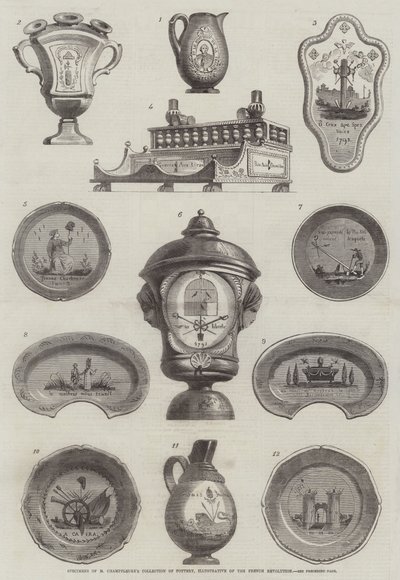 Spécimens de la collection de poterie de M. Champfleury, illustrant la Révolution française - English School