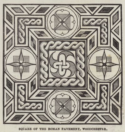 Carré du pavé romain, Woodchester (gravure) - English School