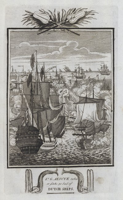 Sr G Ayscue prend ou coule 30 navires hollandais - English School