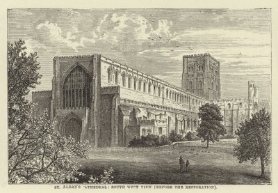 Cathédrale de St Albans, vue sud-ouest, avant la restauration - English School