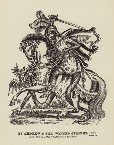 Saint André et le serpent ailé (gravure) - English School