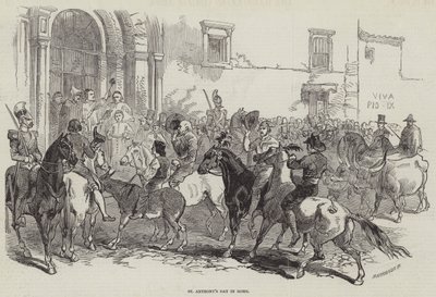 La fête de Saint Antoine à Rome (gravure) - English School