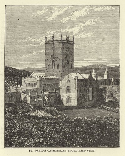 Cathédrale de St Davids, vue du nord-est - English School