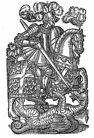 Saint Georges (d. c303), le Chevalier à la Croix Rouge, tuant le Dragon - English School