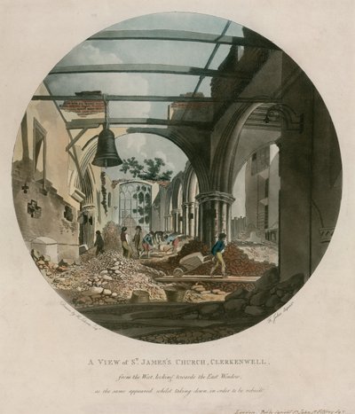 Église Saint-Jacques, Clerkenwell, en cours de démolition - English School