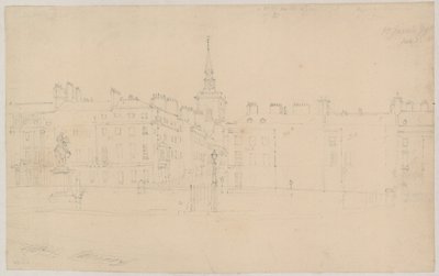 St Jamess Square, Londres; croquis original au crayon - English School