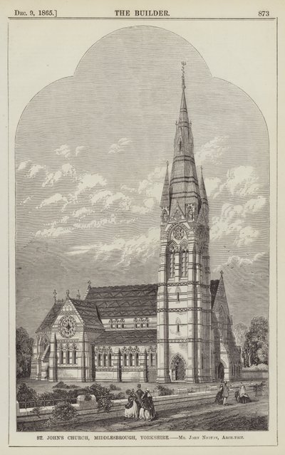 Église Saint-Jean, Middlesbrough, Yorkshire, M. John Norton, Architecte (gravure) - English School