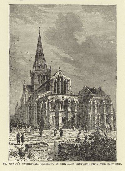 Cathédrale Saint-Mungo, Glasgow, au siècle dernier, depuis l